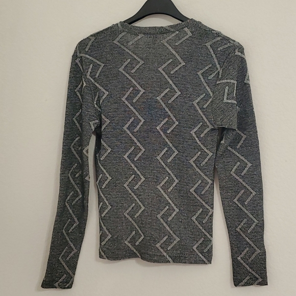 Black gray silver metallic Abstract print top SM EUC club party - Picture 3 of 6